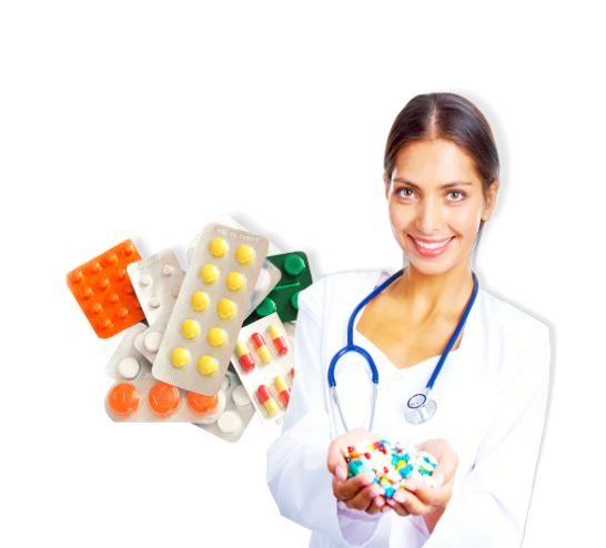 female nurse holding medicines